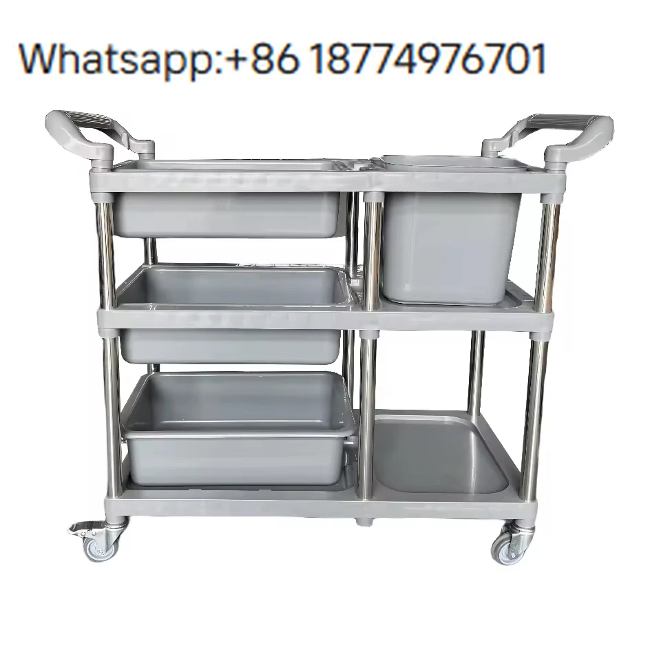 Kitchen Utility Cart Plastic Service Trolley Food and Dish Collect Trolley for Restaurant Commercial Kitchen Use
Kitchen Utility Cart Plastic Service Trolley Food and Dish Collect Trolley for Restaurant Commercial Kitchen Use