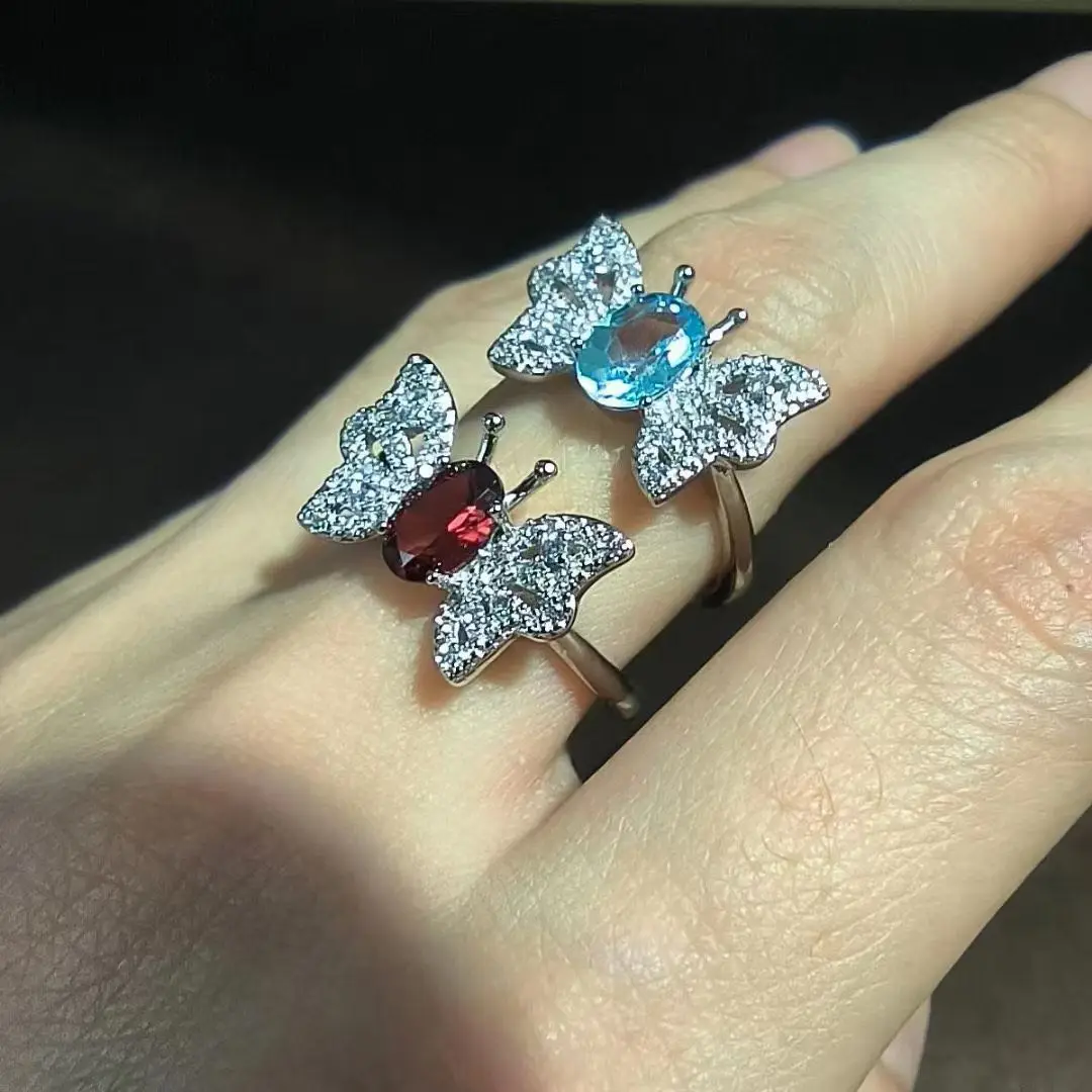 1pcs/lot Natural Garnet Topaz Ring Ladies S925 silver animal butterfly size adjustable Red Blue cute fashion jewelry taki gem
1pcs/lot Natural Garnet Topaz Ring Ladies S925 silver animal butterfly size adjustable Red Blue cute fashion jewelry taki gem