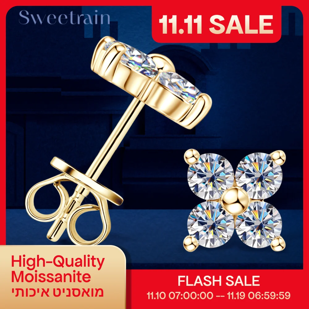 Серьги-гвоздики Sweetrain из 18-каратного золота с муассанитом 3 мм, серьги-гвоздики из стерлингового серебра 925 пробы с цветком клевера для женщин и девочек, подарок на день рождения
Серьги-гвоздики Sweetrain из 18-каратного золота с муассанитом 3 мм, серьги-гвоздики из стерлингового серебра 925 пробы с цветком клевера для женщин и девочек, подарок на день рождения