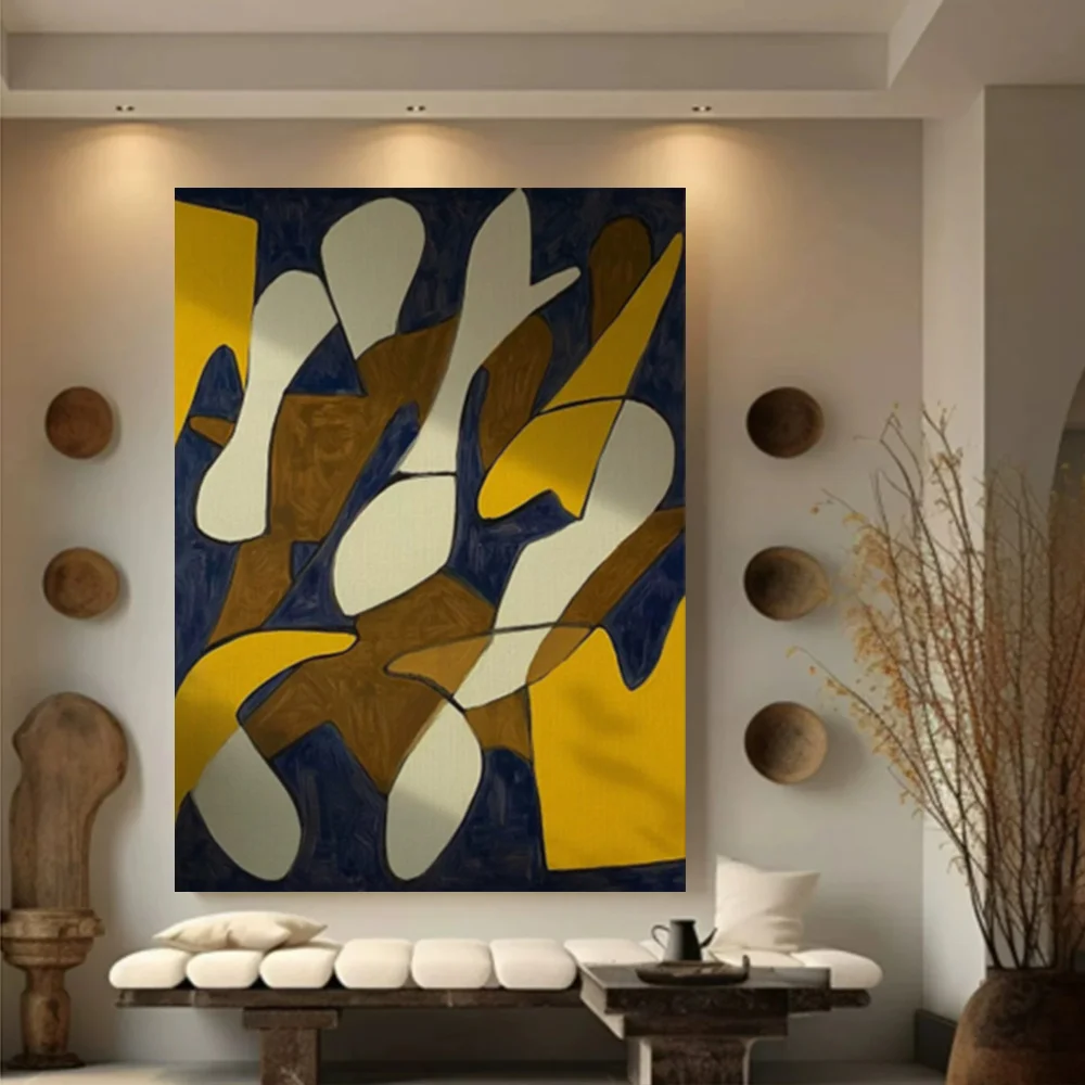 100% hand drawn blue background gold circle abstract oil painting original wall painting home living room decoration paint inter 
100% hand drawn blue background gold circle abstract oil painting original wall painting home living room decoration paint inter