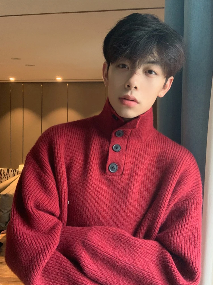 Red Wine Color Collar Loose Knitted Sweater for Men Autumn Winter Base Layer irt Trendy Brand Youthful Lazy Sle Inne...
Red Wine Color Collar Loose Knitted Sweater for Men Autumn Winter Base Layer irt Trendy Brand Youthful Lazy Sle Inne...