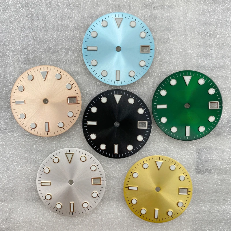 Customized S Black Dial 28.5mm Sun Pattern Green Luminous White Shell Face Modified Dial Suitable for Sub Yacht NH35/36 Movement
Customized S Black Dial 28.5mm Sun Pattern Green Luminous White Shell Face Modified Dial Suitable for Sub Yacht NH35/36 Movement