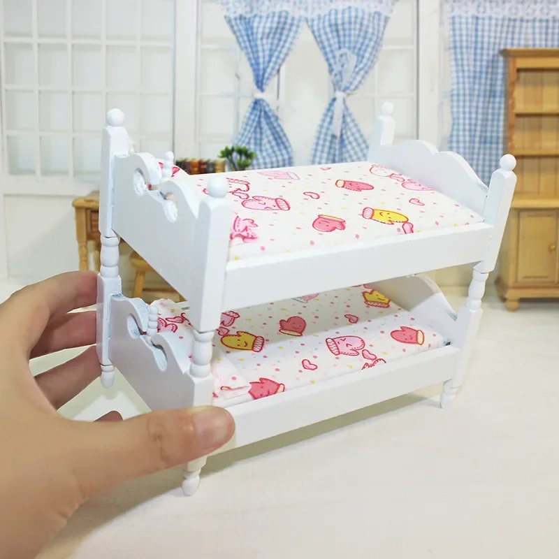 1/12 Dollhouse Miniature Wooden Bunk Bed Mini Furniture Model Toys for Doll House Accessories Decoration ob11 bjd
1/12 Dollhouse Miniature Wooden Bunk Bed Mini Furniture Model Toys for Doll House Accessories Decoration ob11 bjd