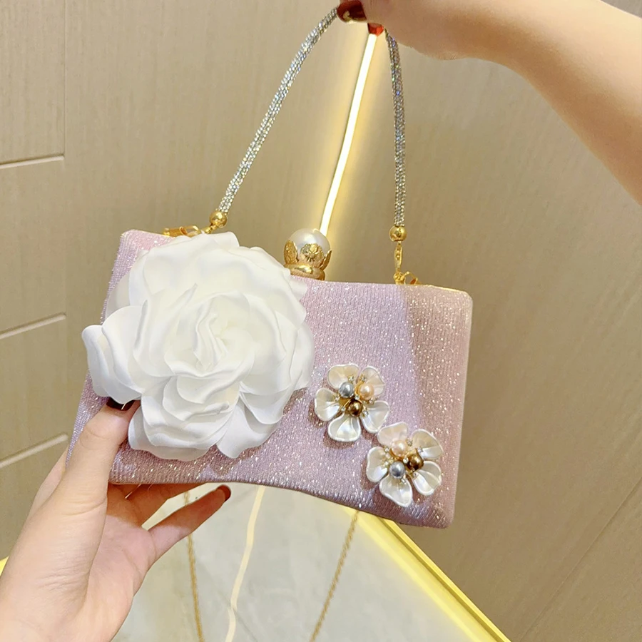 Luxury Rhinestones Glitter Dinner Clip Bag Summer Women Party Wedding Evening Bag Korean Pearl Flower Clutch Purse Prom Handbags
Luxury Rhinestones Glitter Dinner Clip Bag Summer Women Party Wedding Evening Bag Korean Pearl Flower Clutch Purse Prom Handbags