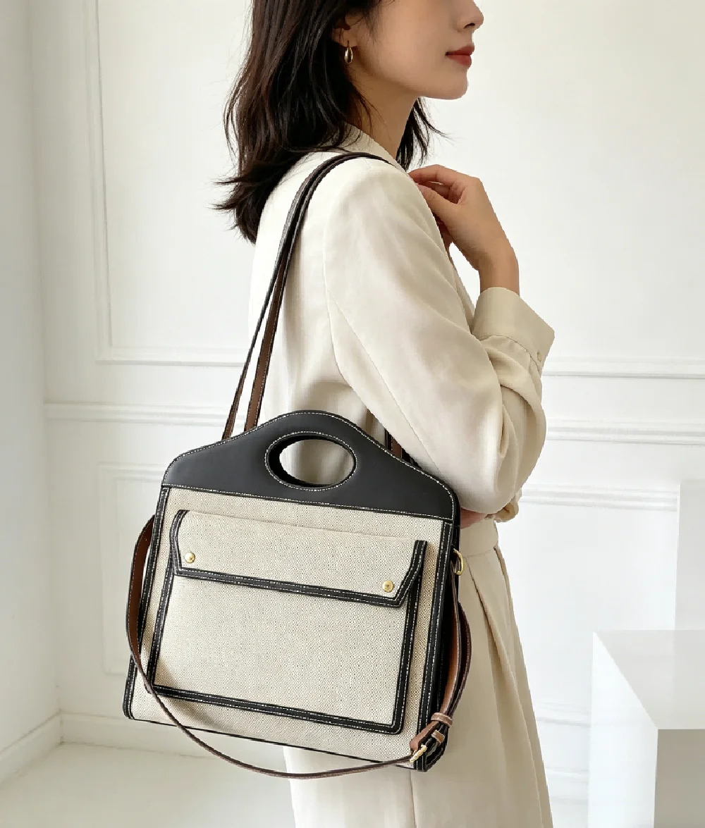 Women Beige and Black Striped Shoulder Bag, Stylish Casual Tote Handbag for Daily Commute and Street Fashion
Women Beige and Black Striped Shoulder Bag, Stylish Casual Tote Handbag for Daily Commute and Street Fashion