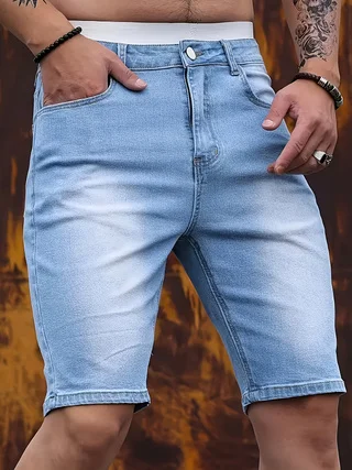 Men's New Sky Blue Washed Denim Shorts, Classic Stretch, Casual, Stylish, Simple & Versatile
Men's New Sky Blue Washed Denim Shorts, Classic Stretch, Casual, Stylish, Simple & Versatile