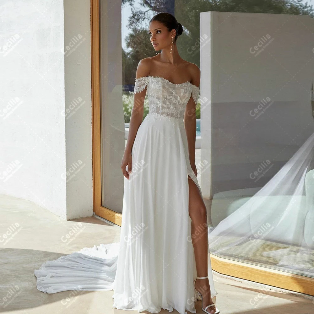 Vintage Wedding Dresses A-Line Chiffon Tiered Bridal Gowns Off The Shoulder Robes Lace Appliques Customized Vestidos De Novia
Vintage Wedding Dresses A-Line Chiffon Tiered Bridal Gowns Off The Shoulder Robes Lace Appliques Customized Vestidos De Novia