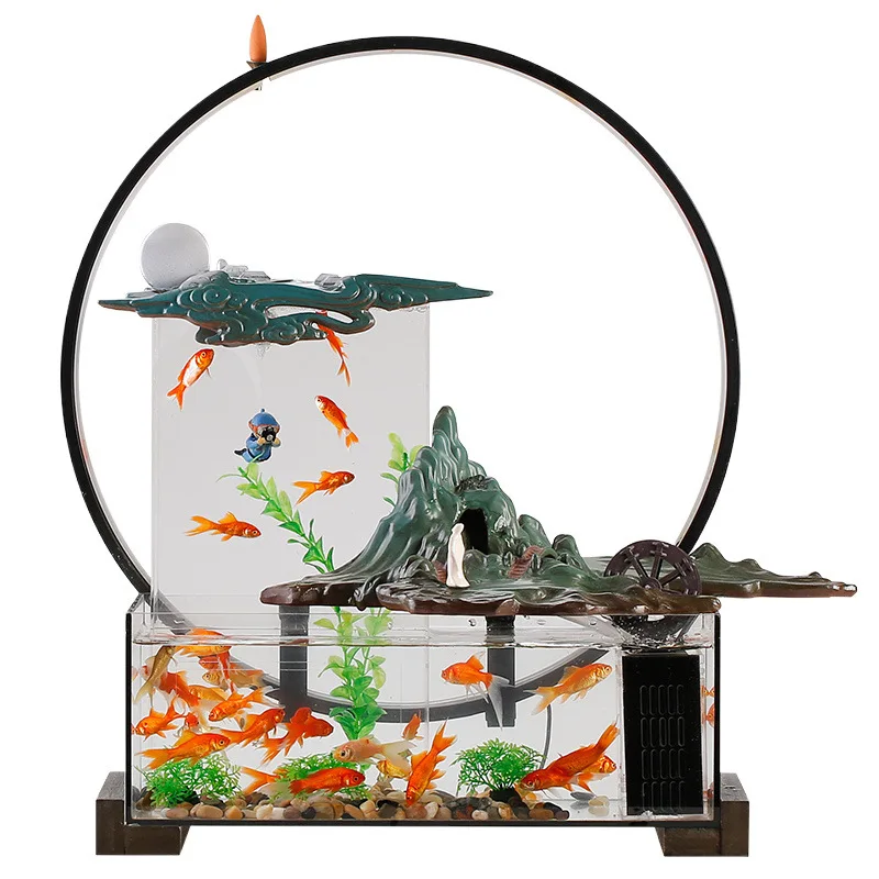Living room circulating water glass golden fish tank water-free home office desktop ornament ecological aquarium
Living room circulating water glass golden fish tank water-free home office desktop ornament ecological aquarium