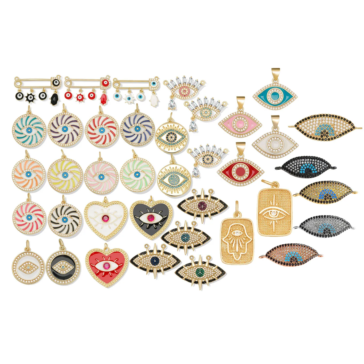 Pretty Zirconia Gold-plated Color Enamel Turkish Evil Eye Lucky Charm Necklace Bracelet Earring Making DIY Jewelry Findings Gift
Pretty Zirconia Gold-plated Color Enamel Turkish Evil Eye Lucky Charm Necklace Bracelet Earring Making DIY Jewelry Findings Gift