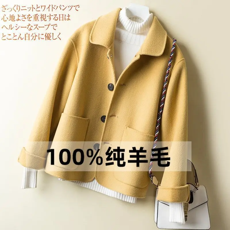 Cashmere jacket spring autumn and winter double-sided wool coat small woolen coat with women's short coat
Cashmere jacket spring autumn and winter double-sided wool coat small woolen coat with women's short coat