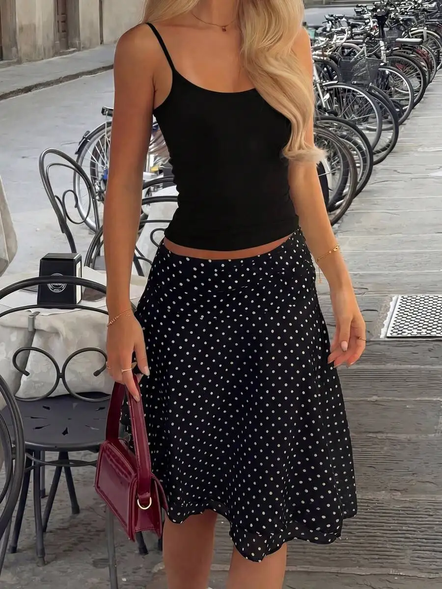 Women Polka Dot Mesh Layered Skirt Set Casual Beach Holiday Outfit
Women Polka Dot Mesh Layered Skirt Set Casual Beach Holiday Outfit