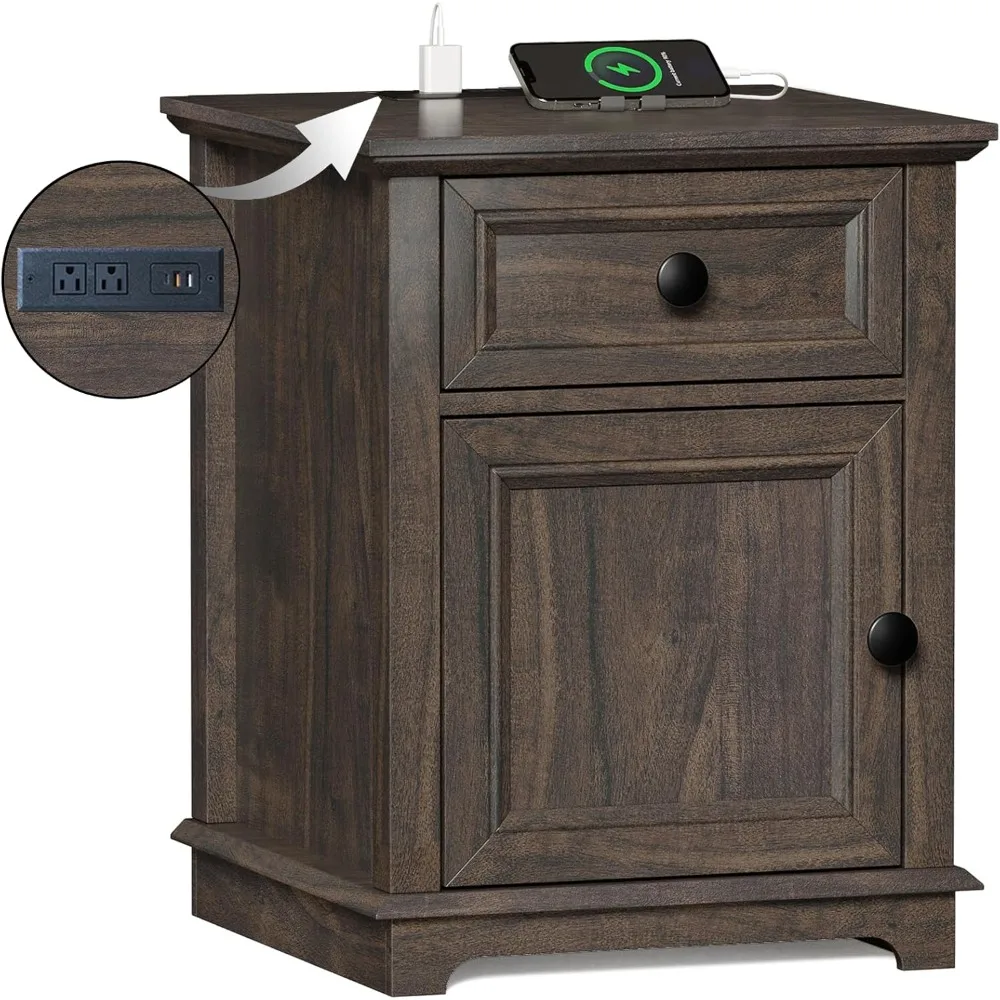 24" End Table with Fast Charging Station, Side Table with Drawer, Adjustable Shelf & Large Storage Cabinet, Vintage Wooden
24" End Table with Fast Charging Station, Side Table with Drawer, Adjustable Shelf & Large Storage Cabinet, Vintage Wooden