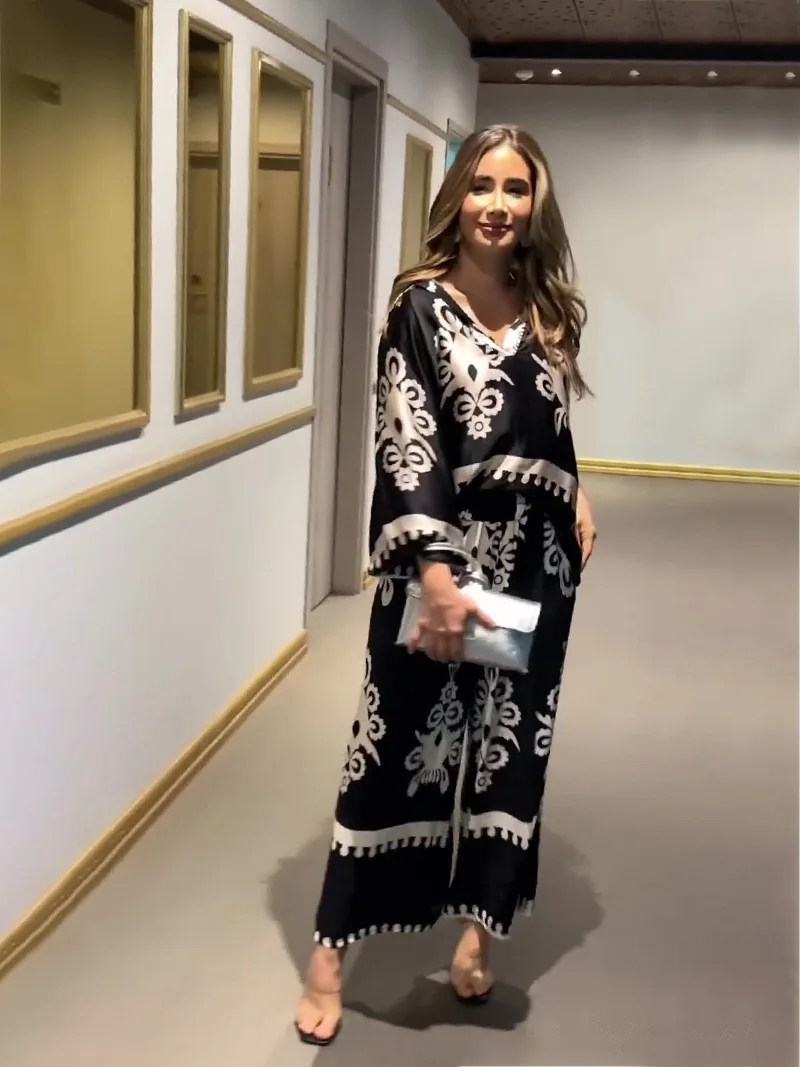 2024 Spring Summer Print Wide Leg Pant Sets Women Outfits Loose V Neck Top 2 Piece Set Vestidos Tracksuit Streetwear
2024 Spring Summer Print Wide Leg Pant Sets Women Outfits Loose V Neck Top 2 Piece Set Vestidos Tracksuit Streetwear