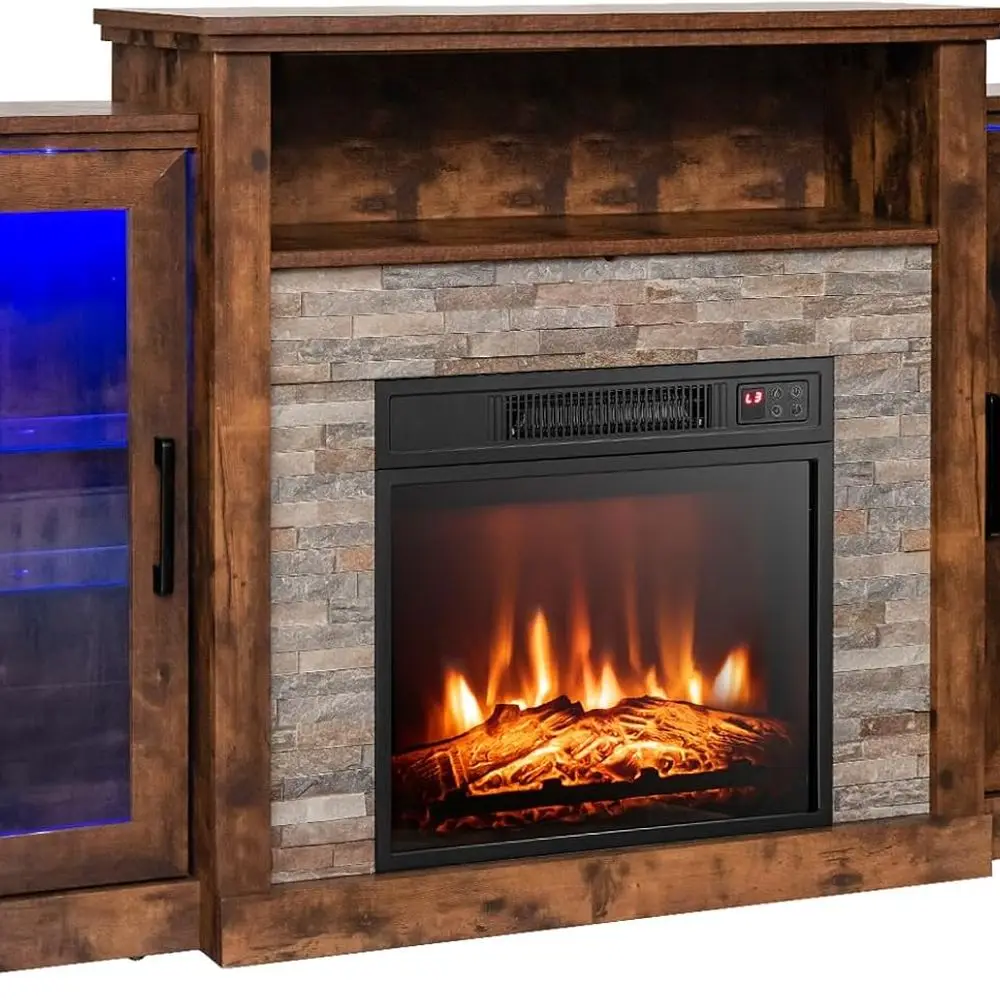 Brown 65 TV Stand with LED Lights, 18 Electric Fireplace, Remote & APP Control Entertainment Center
Brown 65 TV Stand with LED Lights, 18 Electric Fireplace, Remote & APP Control Entertainment Center