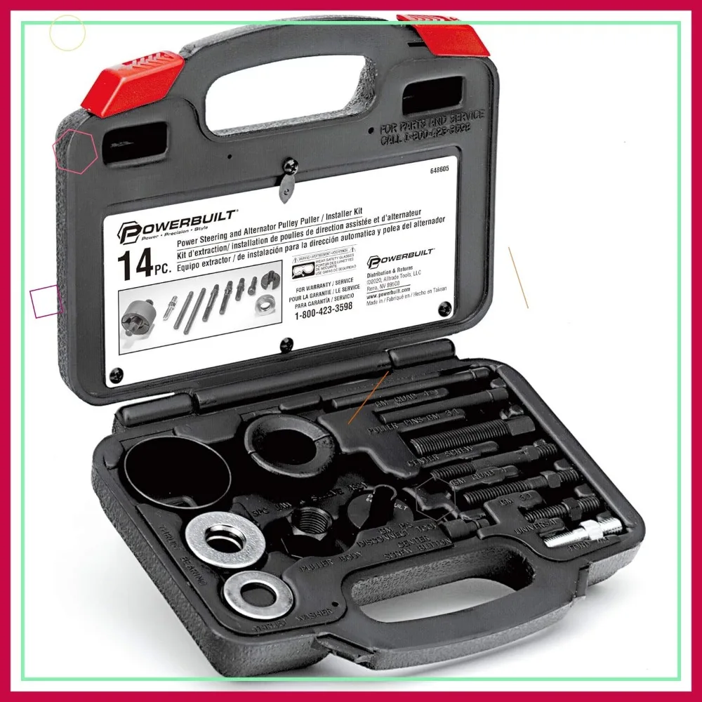 Universal Power Steering & Alternator Pulley Removal Tool Set with Storage Case for Car Repair
Universal Power Steering & Alternator Pulley Removal Tool Set with Storage Case for Car Repair