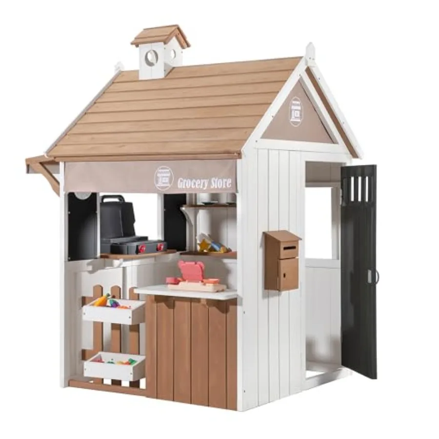2-in-1 Outdoor Playhouse for backyard use, cedar wood, natural color, durable weather-resistant construction with integrated gr
2-in-1 Outdoor Playhouse for backyard use, cedar wood, natural color, durable weather-resistant construction with integrated gr