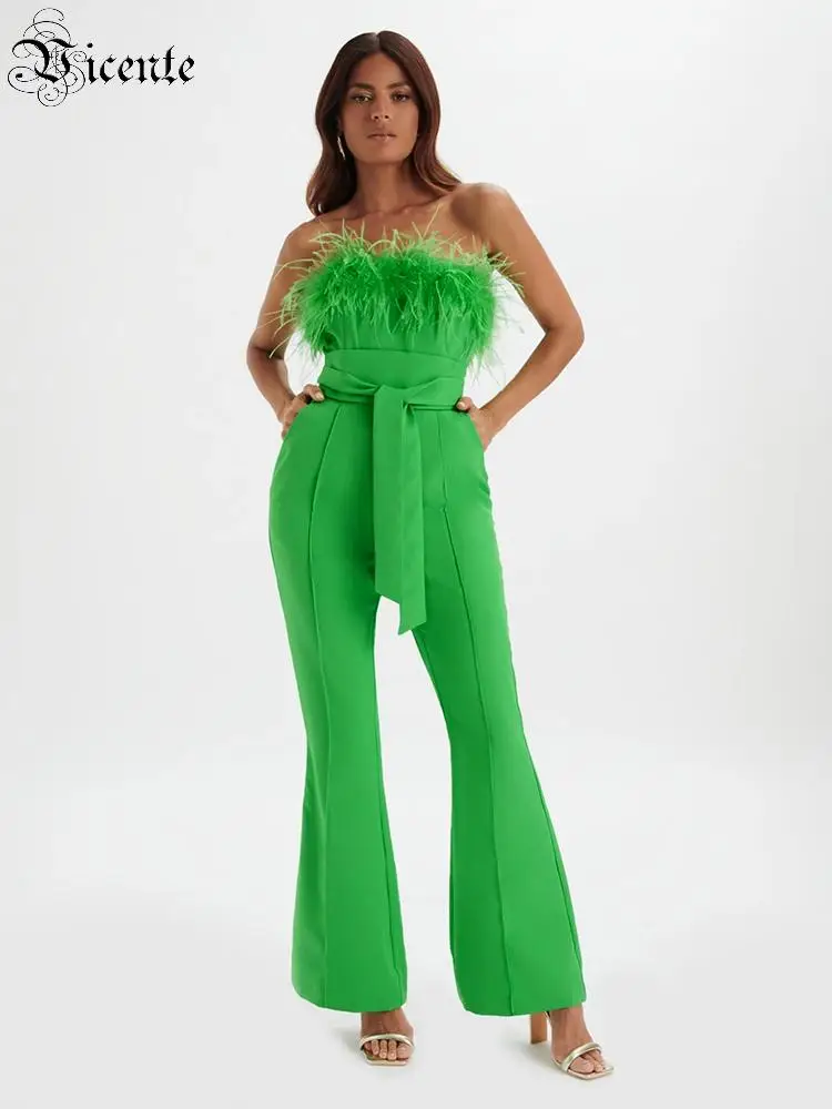 VC Elegant Green Feather Jumpsuit for Women Strapless Wide Leg Romper High Waist Party Jumpsuit Sleeveless Clubwear Outfit
VC Elegant Green Feather Jumpsuit for Women Strapless Wide Leg Romper High Waist Party Jumpsuit Sleeveless Clubwear Outfit