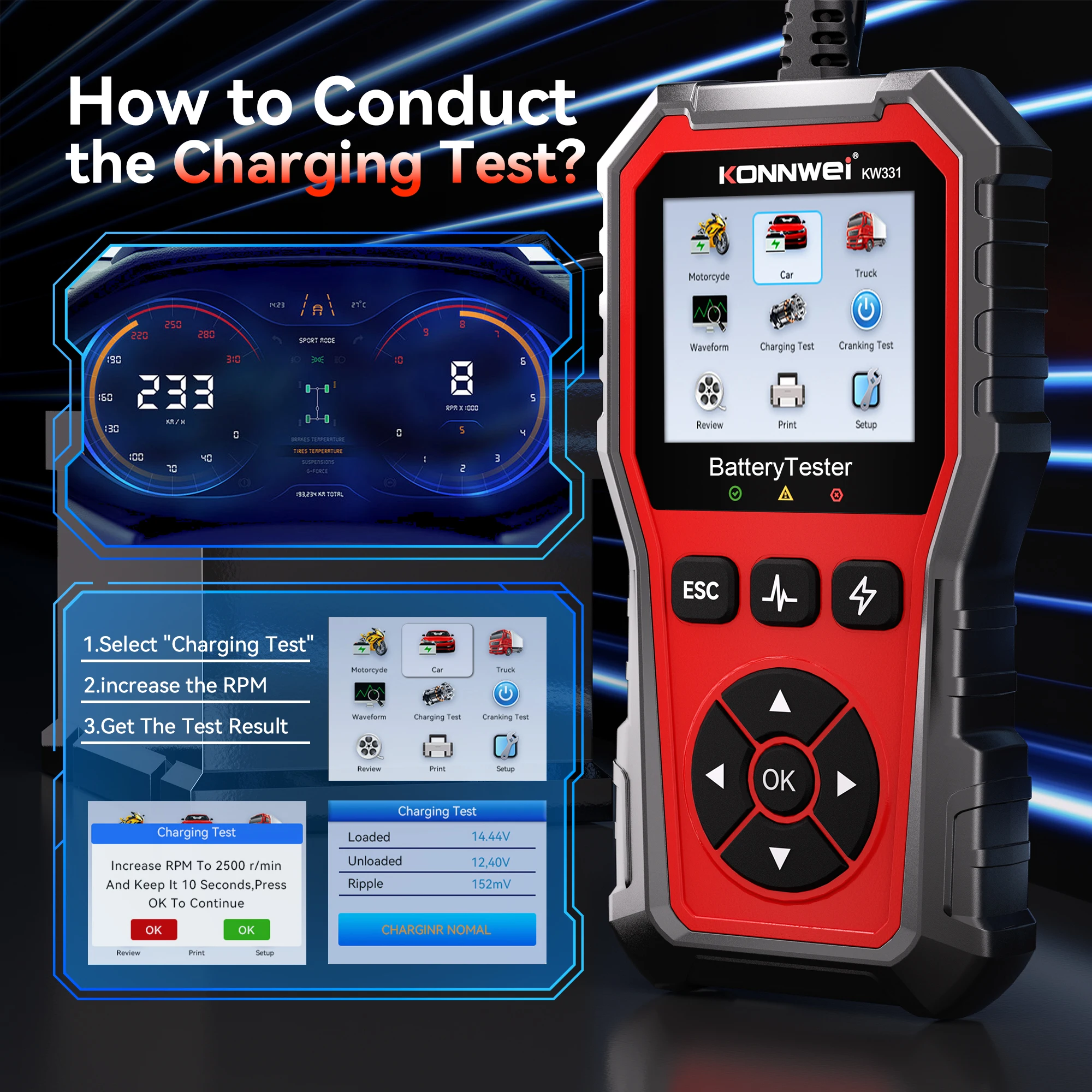 2025 KONNWEi Car Battery Fault Detector Battery Health Level Display Printout Startup Test Data Car Battery Charging Scan Tool
2025 KONNWEi Car Battery Fault Detector Battery Health Level Display Printout Startup Test Data Car Battery Charging Scan Tool