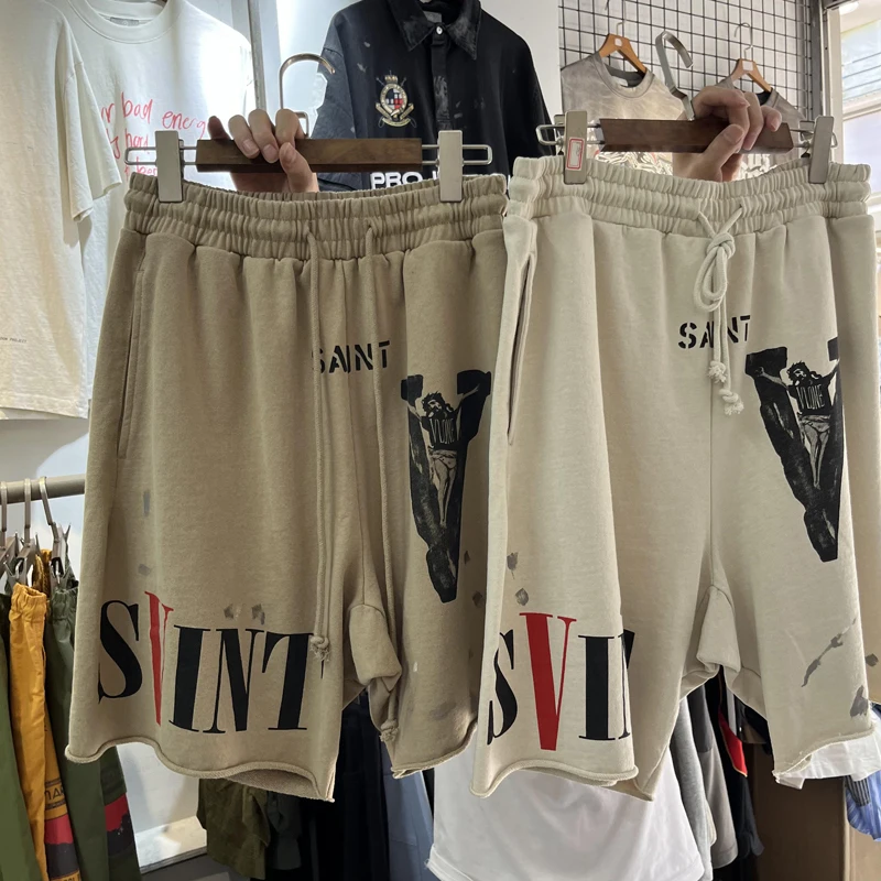 24SS Fashion Saint High Quality Cotton Rope Shorts Summer Men's Women's Sports Casual Breathable Printed Beach Pants
24SS Fashion Saint High Quality Cotton Rope Shorts Summer Men's Women's Sports Casual Breathable Printed Beach Pants