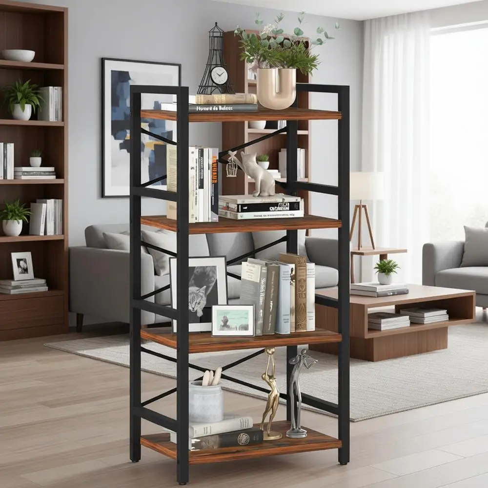 4-х уровневая книжная полка в индустриальном стиле — компактный органайзер для хранения книг, компакт-дисков, фильмов и многого ягодного коричневого цвета
4-х уровневая книжная полка в индустриальном стиле — компактный органайзер для хранения книг, компакт-дисков, фильмов и многого ягодного коричневого цвета