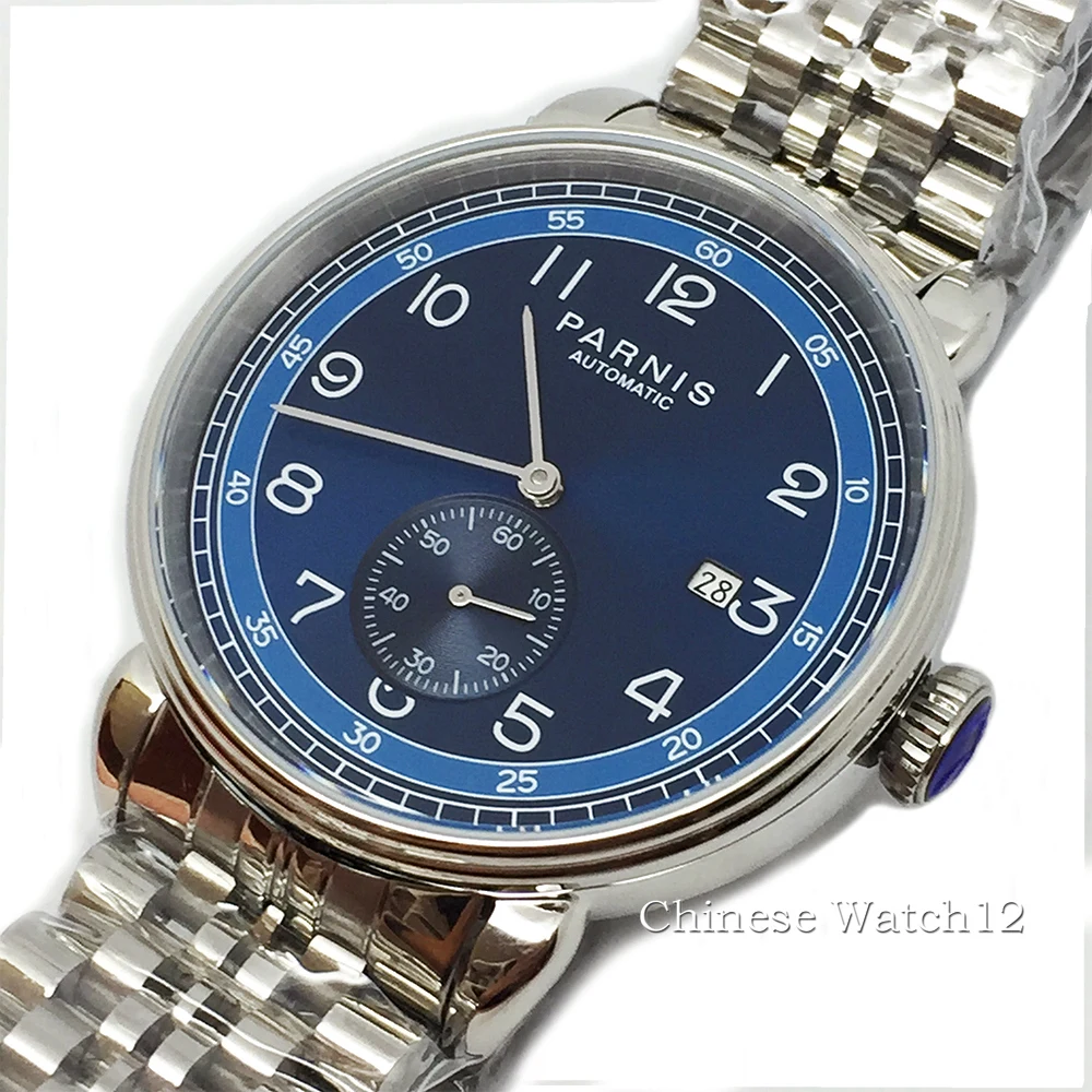 Parnis New 42mm mens top luxury mechanical watch silver watch case date stainless steel Blue dial automatic man waterproof watch
Parnis New 42mm mens top luxury mechanical watch silver watch case date stainless steel Blue dial automatic man waterproof watch