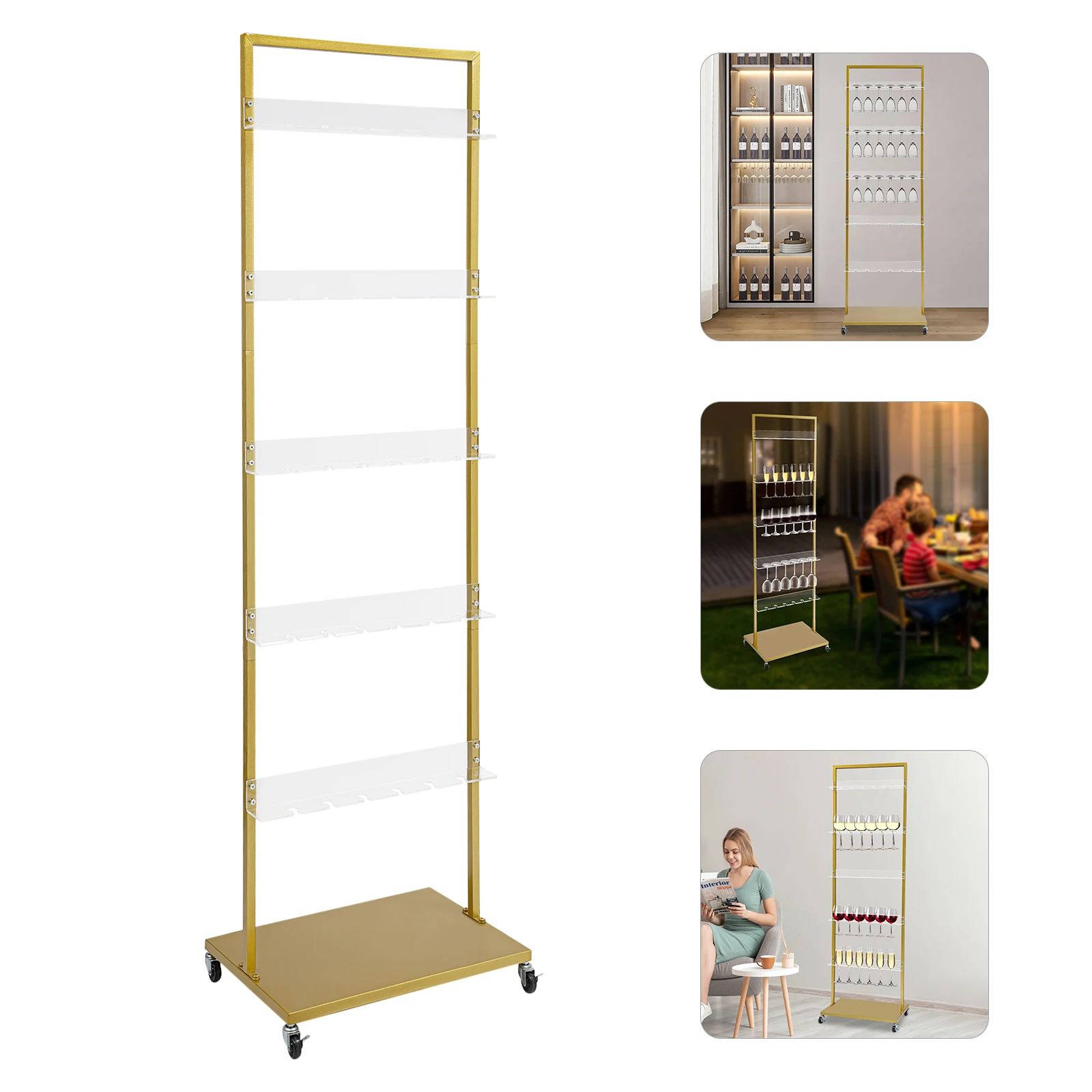5 Tiers 30 Glasses Champagne Acrylic Display Holder,Gold Floor Mount Mobile Champagne Rack Shelf 56*40*189cm for Weddings
5 Tiers 30 Glasses Champagne Acrylic Display Holder,Gold Floor Mount Mobile Champagne Rack Shelf 56*40*189cm for Weddings