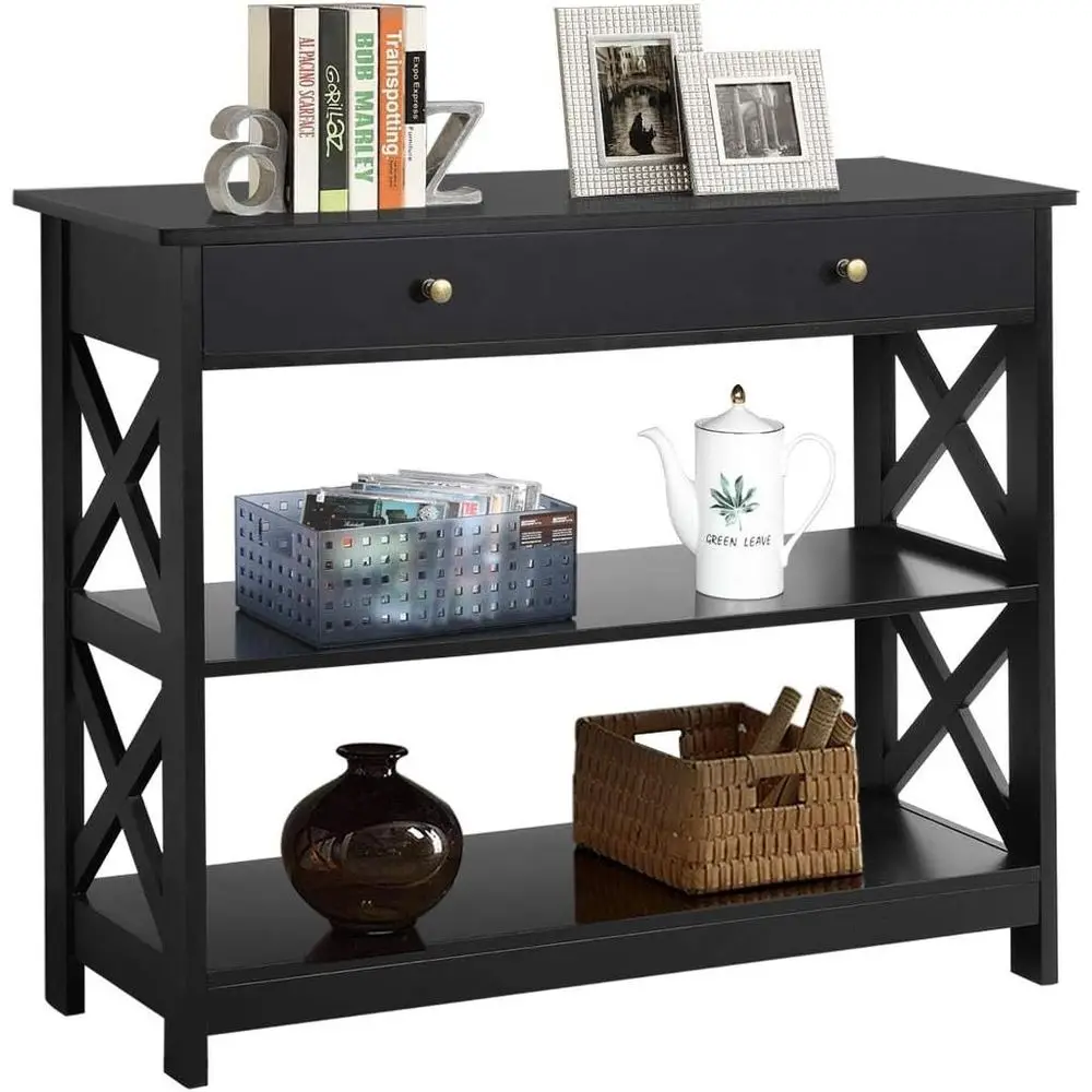 39.5 Slim Storage Shelf Table, 3-Tier Wooden Entryway Stand for Hallway/Living Room, Black
39.5 Slim Storage Shelf Table, 3-Tier Wooden Entryway Stand for Hallway/Living Room, Black