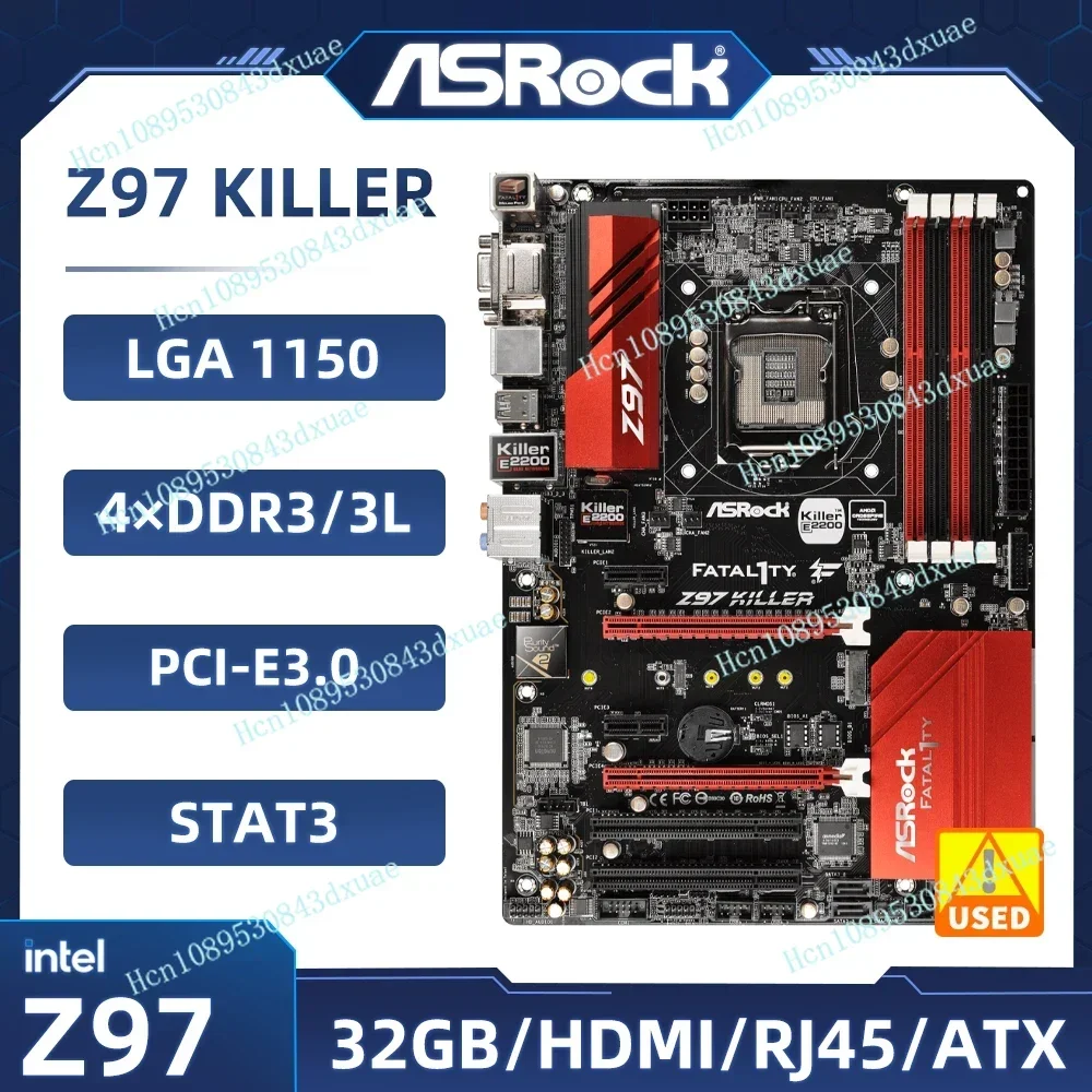 ASRock Fatal1ty Z97 Killer Motherboard LGA 1150 Intel Z97 DDR3 32GB PCI-E 3.0 M.2 USB3.0 support 5th gen Intel Core i7-4790 cpu
ASRock Fatal1ty Z97 Killer Motherboard LGA 1150 Intel Z97 DDR3 32GB PCI-E 3.0 M.2 USB3.0 support 5th gen Intel Core i7-4790 cpu