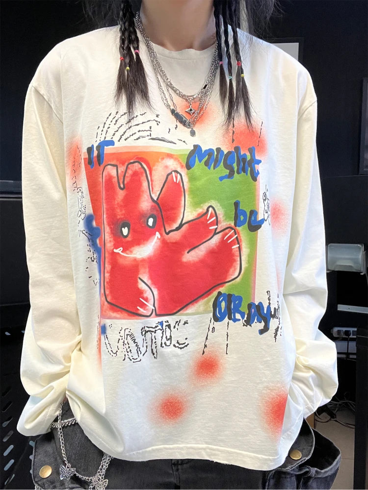 Dirty Long T-Shirt Abstract Graffiti Rabbit Design Loose Layering Summer Cotton Polyester Blend round Neck Long Sleeve T-Shirt
Dirty Long T-Shirt Abstract Graffiti Rabbit Design Loose Layering Summer Cotton Polyester Blend round Neck Long Sleeve T-Shirt