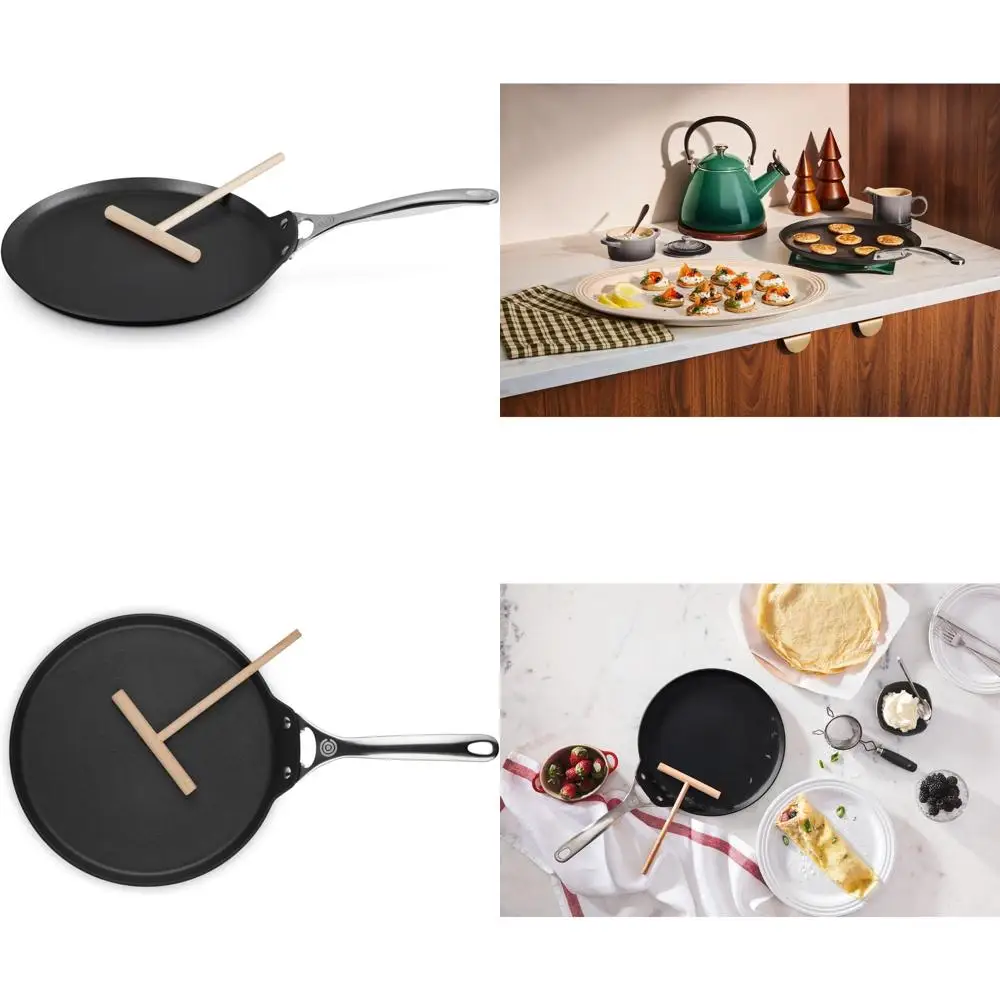 Прочная профессиональная сковорода для блинов с антипригарным покрытием и краем Rateau, 11 дюймов 
Прочная профессиональная сковорода для блинов с антипригарным покрытием и краем Rateau, 11 дюймов