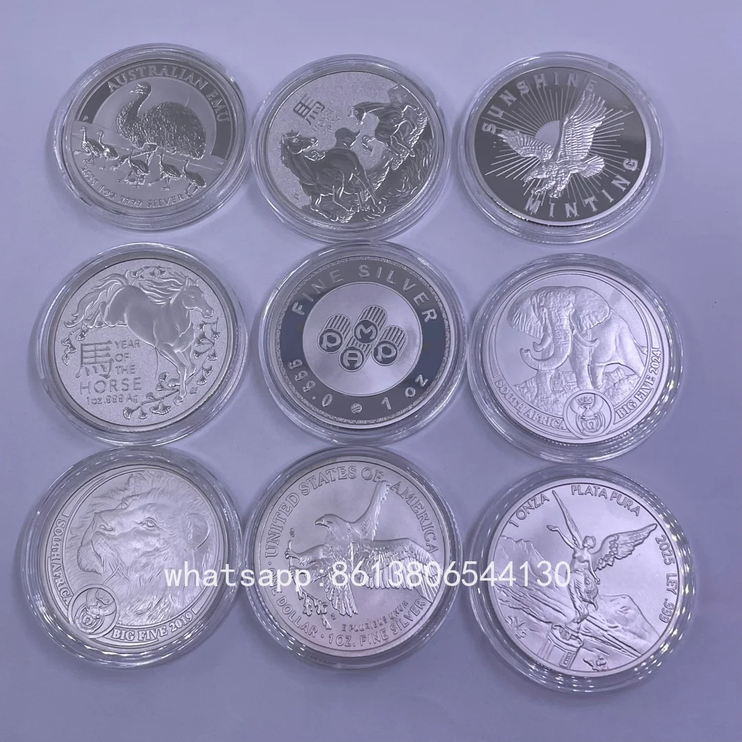 1oz non-magnetic Silver Coin Replica Year of the Horse Australian Emu US Eagle South Africa Big Mexican Libertad Collectible
1oz non-magnetic Silver Coin Replica Year of the Horse Australian Emu US Eagle South Africa Big Mexican Libertad Collectible