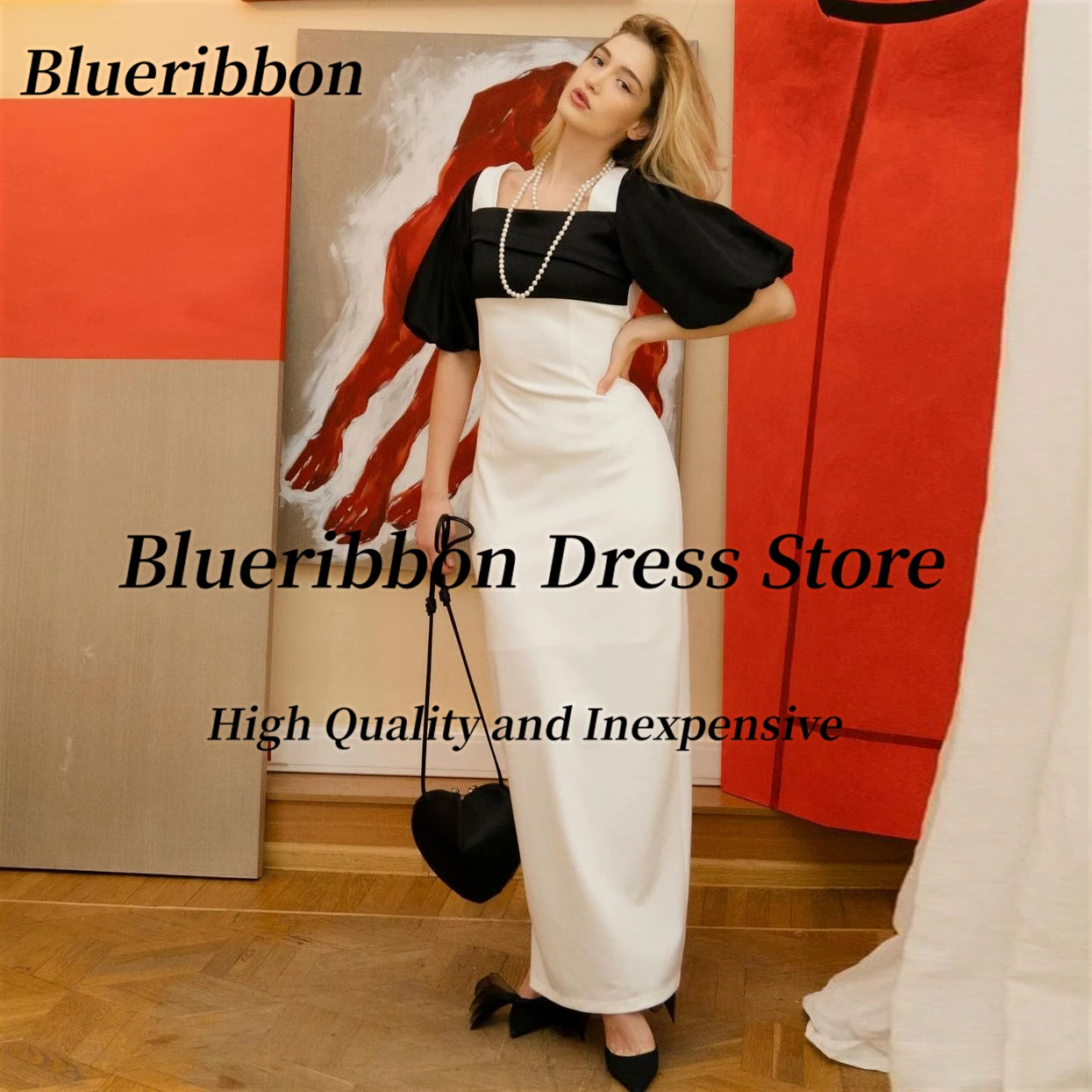 Blueribbon Black&White Dresses for Prom 2024 Square Neck Half Sleeves Evening Party Dress Back Slit Sheath Formal Occasion Gowns
Blueribbon Black&White Dresses for Prom 2024 Square Neck Half Sleeves Evening Party Dress Back Slit Sheath Formal Occasion Gowns