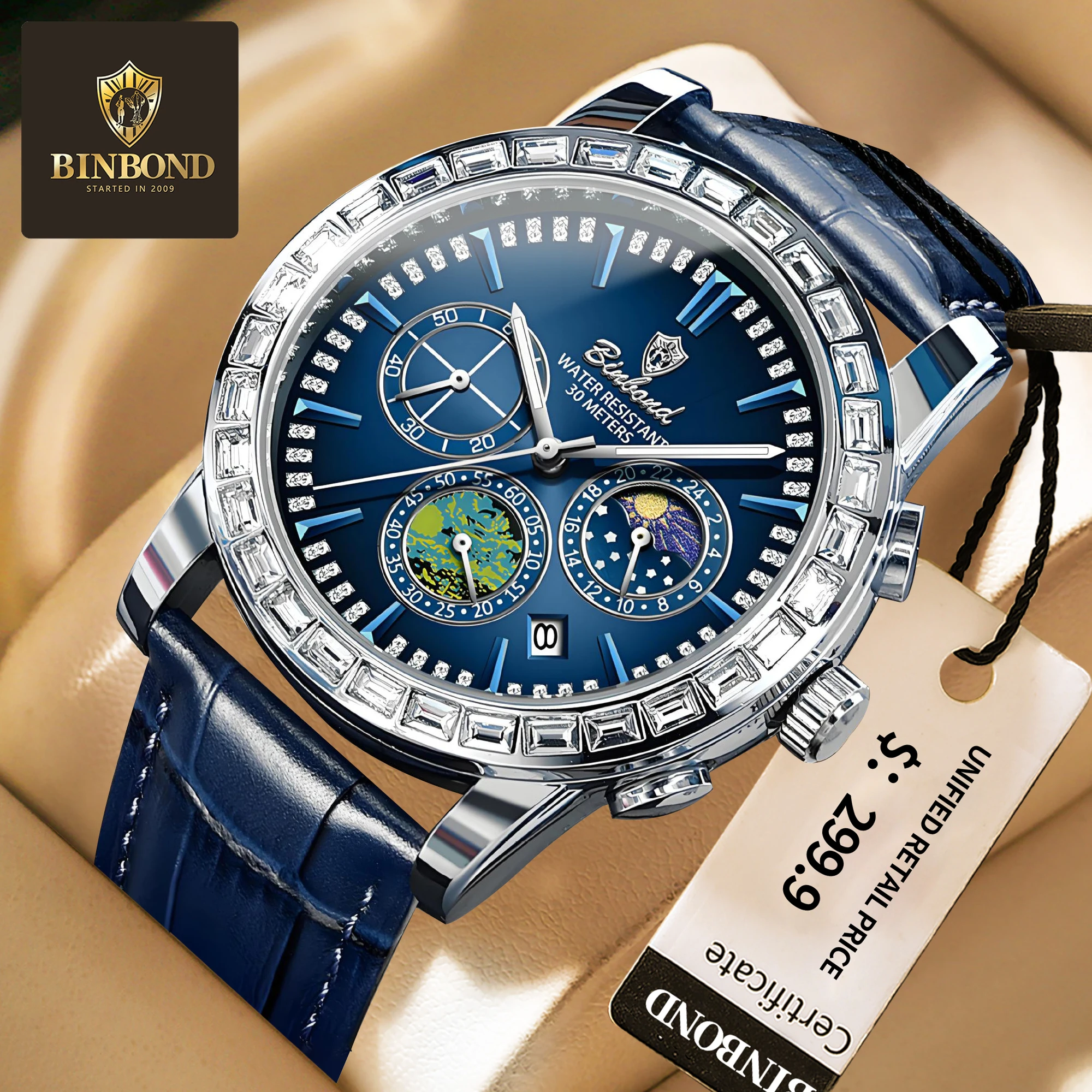 BINBOND Fashion Luxury Sports Watch Men's Waterproof Night Light Men's Watch Leather Quartz Men's Watch Relogio Masculino Clock
BINBOND Fashion Luxury Sports Watch Men's Waterproof Night Light Men's Watch Leather Quartz Men's Watch Relogio Masculino Clock