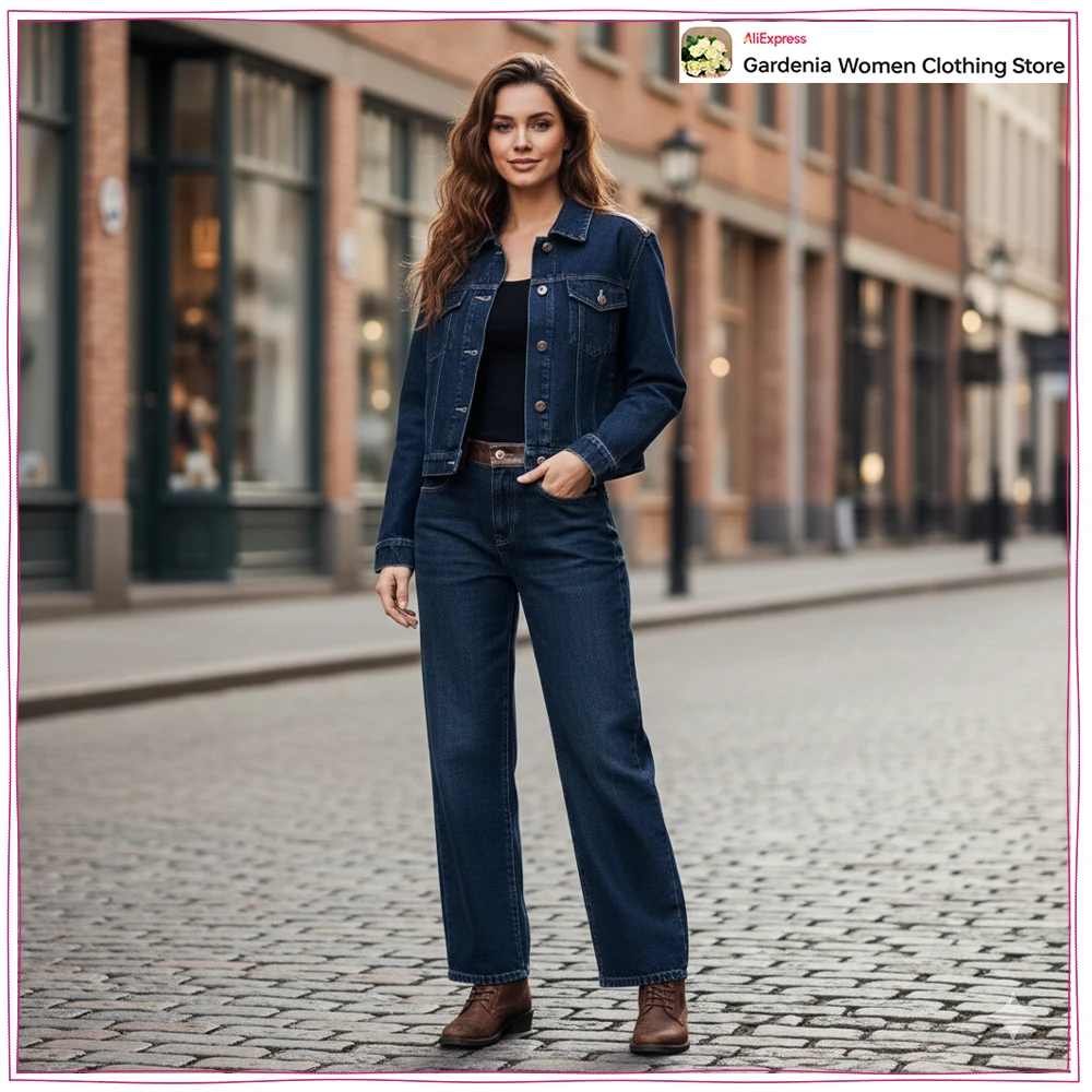 New in Stylish Women Denim Matching Sets Cowgirls 2 Piece Sets Contrasting Faux Leather Denim Effect Jacket & Straight Leg Jeans
New in Stylish Women Denim Matching Sets Cowgirls 2 Piece Sets Contrasting Faux Leather Denim Effect Jacket & Straight Leg Jeans