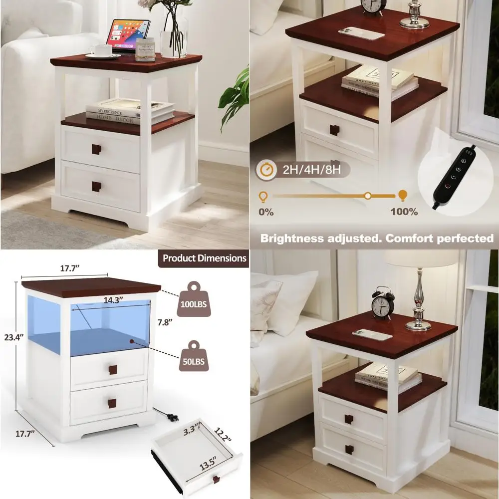 Mid Century Modern Bedside Table - Wooden Nightstand with Drawer and Open Storage for Living Room and Bedroom
Mid Century Modern Bedside Table - Wooden Nightstand with Drawer and Open Storage for Living Room and Bedroom