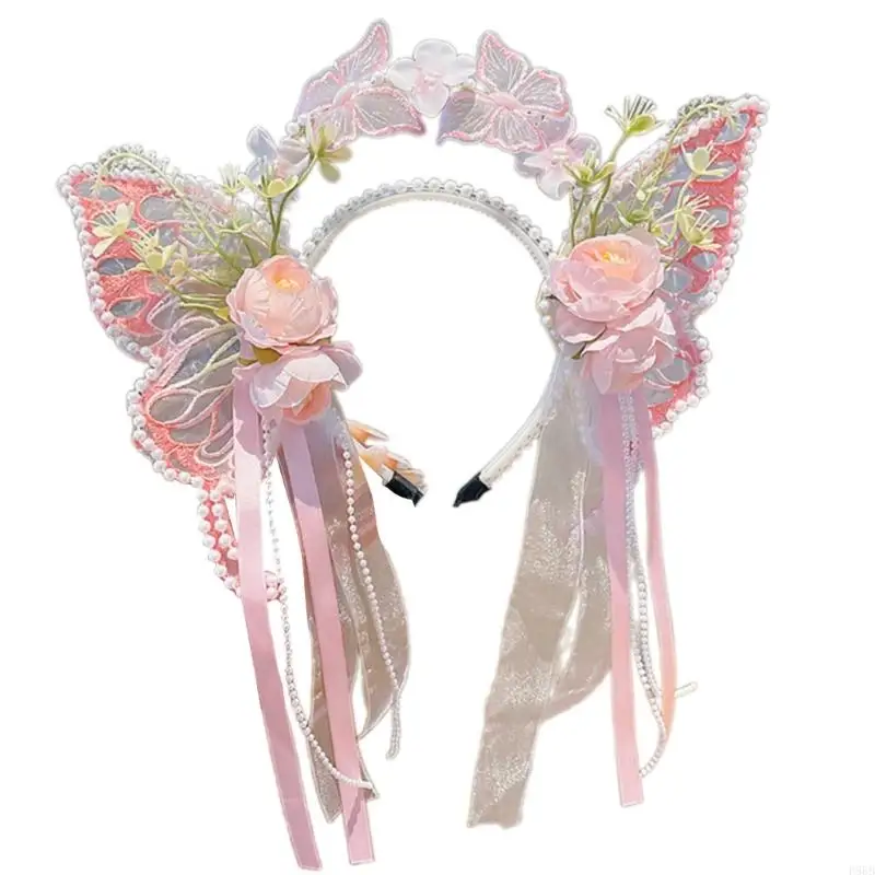 P88B Glinting Pearls Headband Handwoven Ribbon Butterfly for Pageant Prom Princess Hair Accessories Stage Props
P88B Glinting Pearls Headband Handwoven Ribbon Butterfly for Pageant Prom Princess Hair Accessories Stage Props