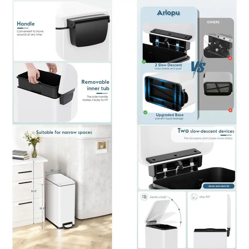50L Stainless Steel Step Trash Bin with Lid, Pedal, and Inner Bucket for Kitchen and Bathroom
50L Stainless Steel Step Trash Bin with Lid, Pedal, and Inner Bucket for Kitchen and Bathroom