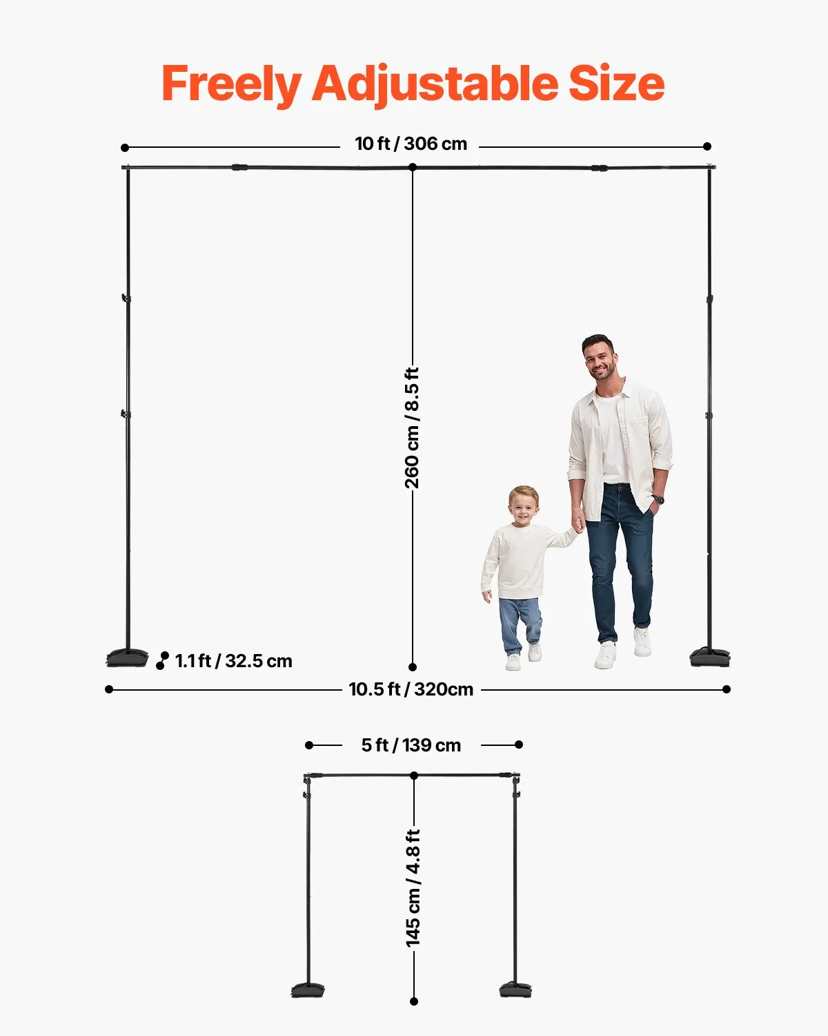 Backdrop Stand, 8.5 X 10 Ft Adjustable Photo Backdrop Stand Kit, Portable Background Backdrop Stand With 7 Crossbars, Heavy Duty Projector Screen Stand, For Wedding, Photo Video Studio & Party
Backdrop Stand, 8.5 X 10 Ft Adjustable Photo Backdrop Stand Kit, Portable Background Backdrop Stand With 7 Crossbars, Heavy Duty Projector Screen Stand, For Wedding, Photo Video Studio & Party
