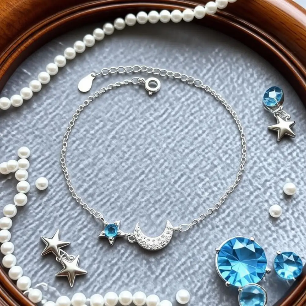 Exquisite 925 Sterling Silver Blue Star Moon Crystal Zircon Adjustable Bracelets for Women Girls Engagement Party Jewelry Gifts
Exquisite 925 Sterling Silver Blue Star Moon Crystal Zircon Adjustable Bracelets for Women Girls Engagement Party Jewelry Gifts