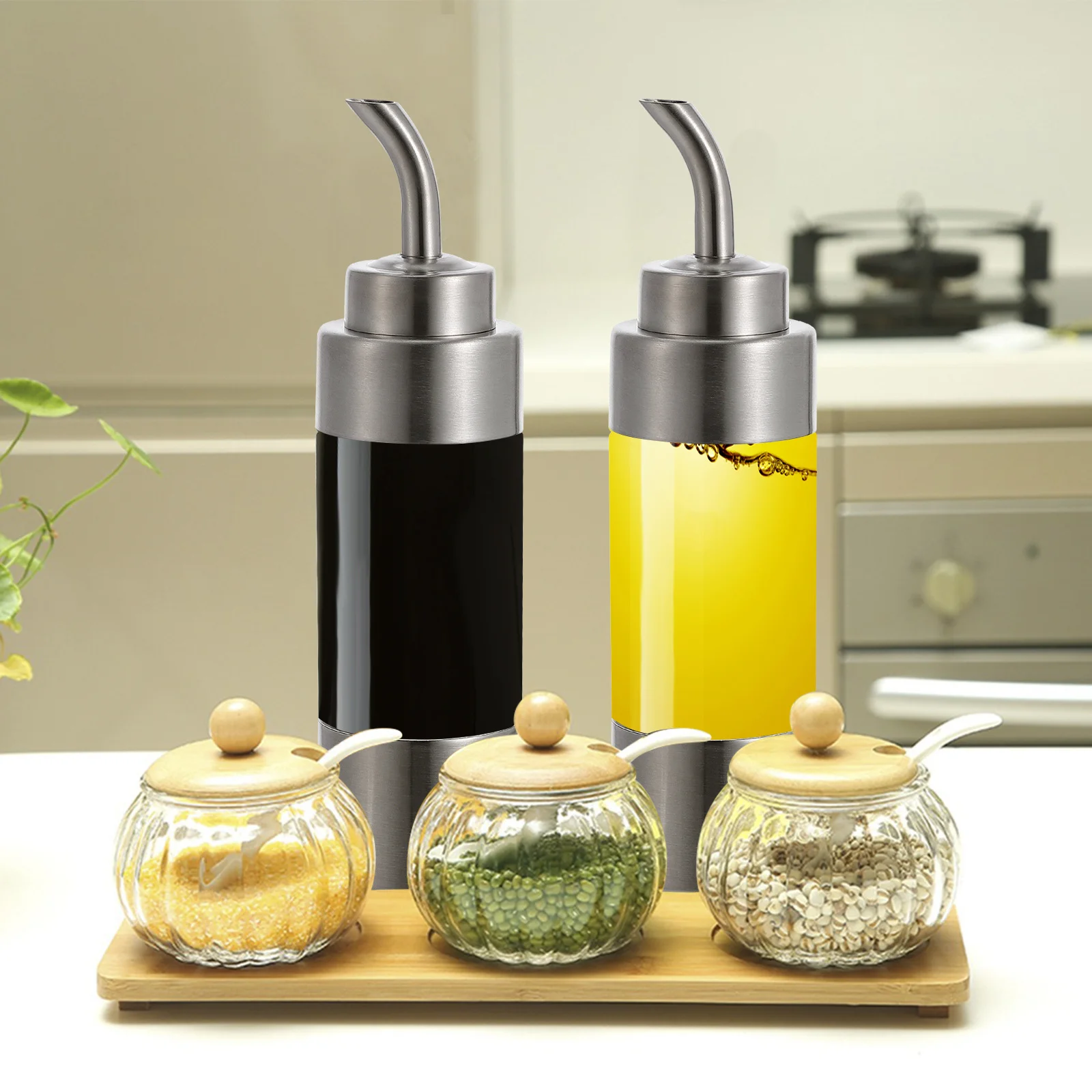 Compact Seasoning Container Soy Sauce Oil Vinegar Dispenser Kitchen Storage Condiment Can Spill Free No Leakage 
Compact Seasoning Container Soy Sauce Oil Vinegar Dispenser Kitchen Storage Condiment Can Spill Free No Leakage