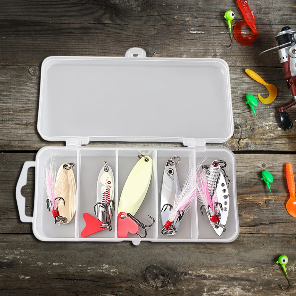 5pcs Metal Jig Spoon Spinner Fishing Lure Pike Spoon Bait Hard Baits Sequins Spinner Lures with Box Treble Hooks for Fishing
5pcs Metal Jig Spoon Spinner Fishing Lure Pike Spoon Bait Hard Baits Sequins Spinner Lures with Box Treble Hooks for Fishing