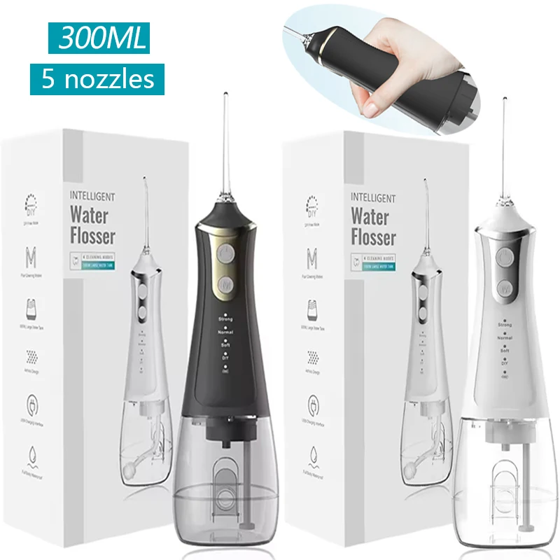 300ML Waterproof Electric Oral Irrigator 5 Jets 4 Modes Protable Water Flosser Teeth Whitening Pulse Dentistry Oral Irrigator
300ML Waterproof Electric Oral Irrigator 5 Jets 4 Modes Protable Water Flosser Teeth Whitening Pulse Dentistry Oral Irrigator