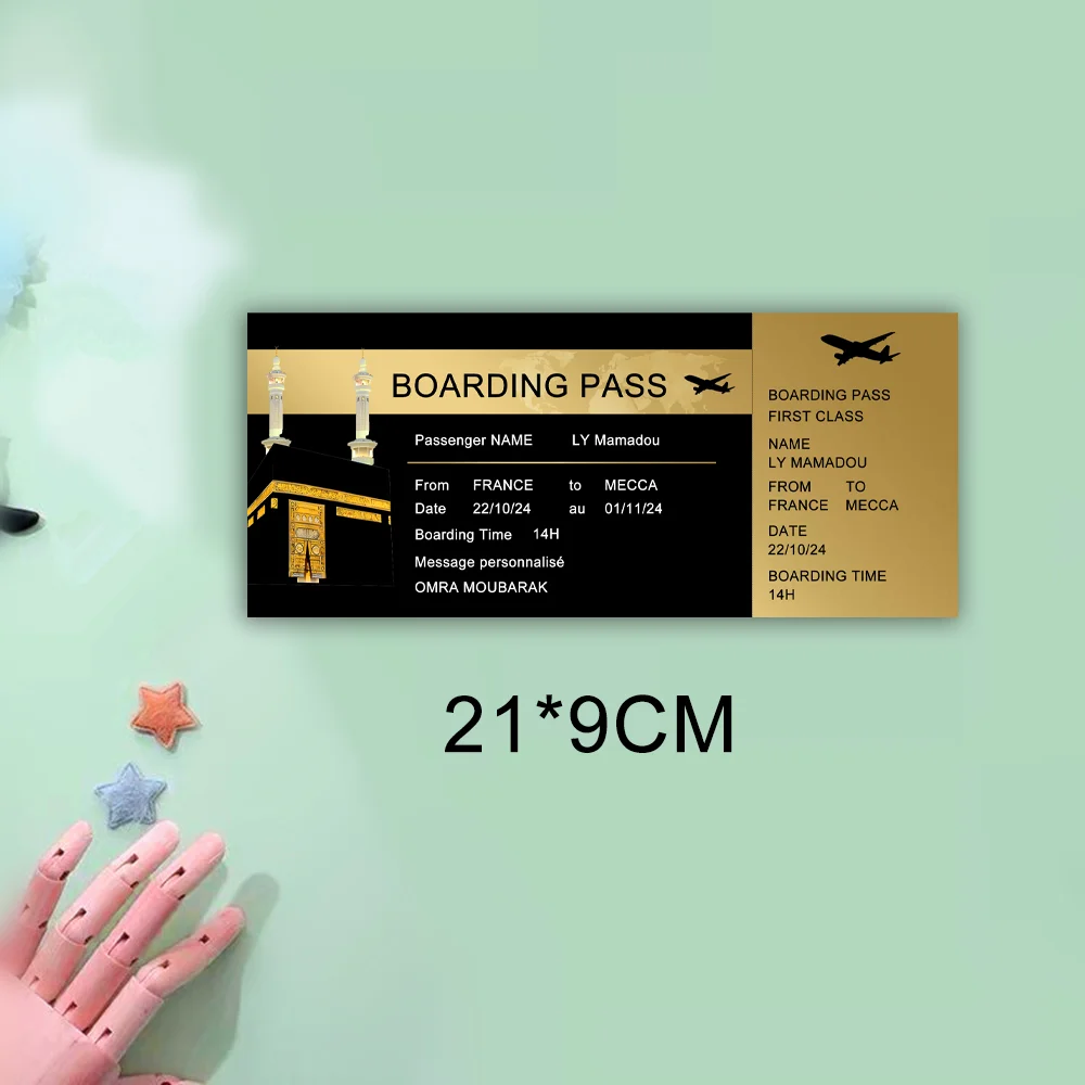 Personalized Hajj Boarding Pass Card,Hajj plane ticket,Makkah Umrah Gift ,Madinah,Mecca Travel,Memrobila Gift,Couple Gift
Personalized Hajj Boarding Pass Card,Hajj plane ticket,Makkah Umrah Gift ,Madinah,Mecca Travel,Memrobila Gift,Couple Gift