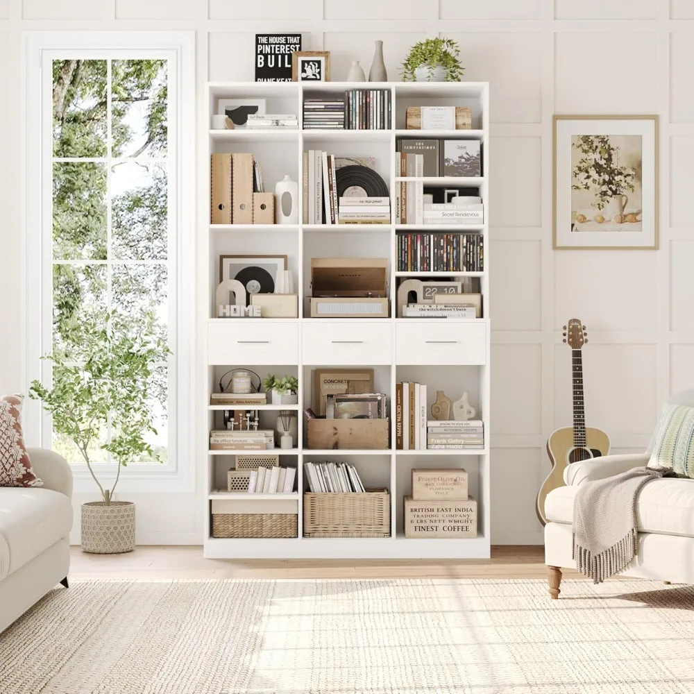 75" Tall Book Shelf and Bookcase,47" Wide Bookshelf with Drawers, Modern 9 Tier Bookcase with Drawers,Large Wood Display Cabinet
75" Tall Book Shelf and Bookcase,47" Wide Bookshelf with Drawers, Modern 9 Tier Bookcase with Drawers,Large Wood Display Cabinet