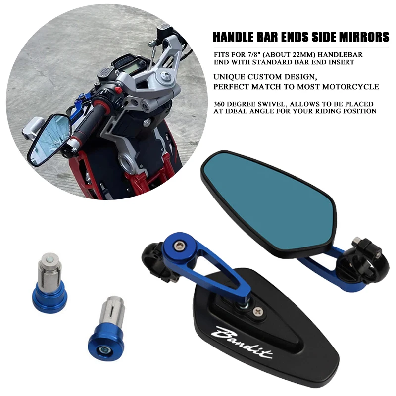 Motorcycle Mirror CNC Handlebar End Rearview Side Mirrors For GSF 250 400 650 600 S N 1250 BANDIT GSF1250 GSF650 GSF600
Motorcycle Mirror CNC Handlebar End Rearview Side Mirrors For GSF 250 400 650 600 S N 1250 BANDIT GSF1250 GSF650 GSF600