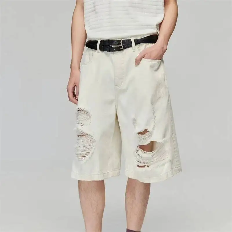 Summer Fashion New Denim White Men's Shorts Trendy High Street Ripped Loose Fit Wide Leg Casual MidLength Pants
Summer Fashion New Denim White Men's Shorts Trendy High Street Ripped Loose Fit Wide Leg Casual MidLength Pants
