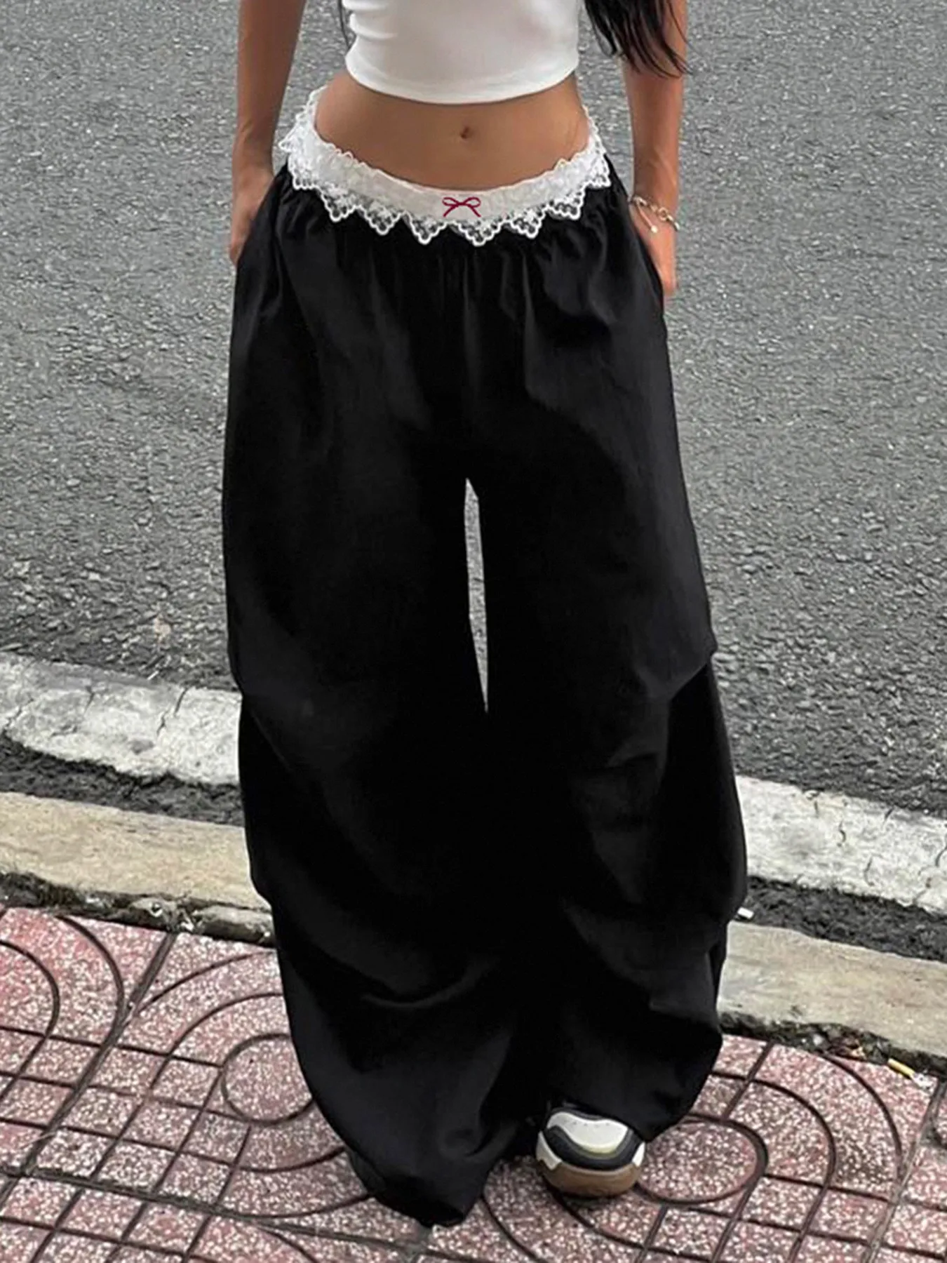 Summer Women's Clothing Streetwear High Waist Wide Leg Pants For Woman Polyester Lace Trim Color Block Woven Long Trousers
Summer Women's Clothing Streetwear High Waist Wide Leg Pants For Woman Polyester Lace Trim Color Block Woven Long Trousers
