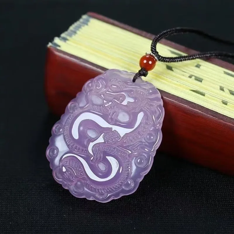 Natural Purple Chalcedony Dragon Pendant, Fashion Temperament Versatile Necklace Jade Pendant
Natural Purple Chalcedony Dragon Pendant, Fashion Temperament Versatile Necklace Jade Pendant