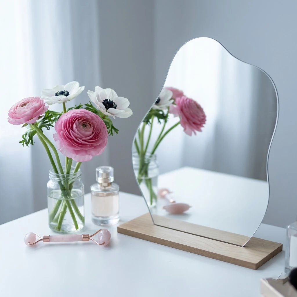 Cloud Mirror with Wooden Stand, Acrylic Shatterproof Irregular Shaped Desk Mirror for Vanity Bathroom Bedroom Dorm, Aesthetic Frameless Tabletop Mirror, Room Decor for Teen Girls Home Office
Cloud Mirror with Wooden Stand, Acrylic Shatterproof Irregular Shaped Desk Mirror for Vanity Bathroom Bedroom Dorm, Aesthetic Frameless Tabletop Mirror, Room Decor for Teen Girls Home Office