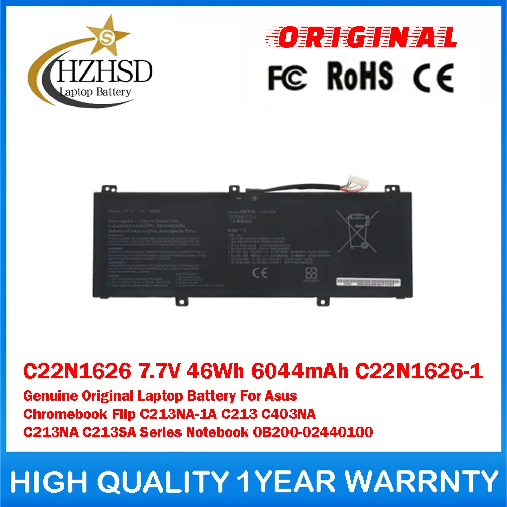 C22N1626 7.7V 46Wh 6044mAh C22N1626-1 Genuine Original Laptop Battery For Asus Chromebook Flip C213NA-1A C403NA C213NA C213SA
C22N1626 7.7V 46Wh 6044mAh C22N1626-1 Genuine Original Laptop Battery For Asus Chromebook Flip C213NA-1A C403NA C213NA C213SA
